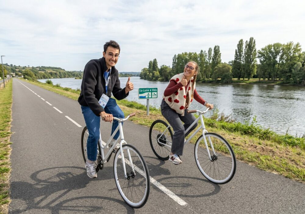 2 visiteurs sont mis en scène sur les bords de la Loire
