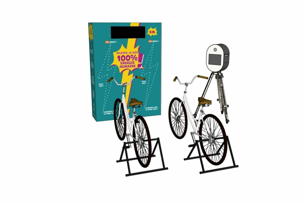 Un dessin représentant un vélo photobooth